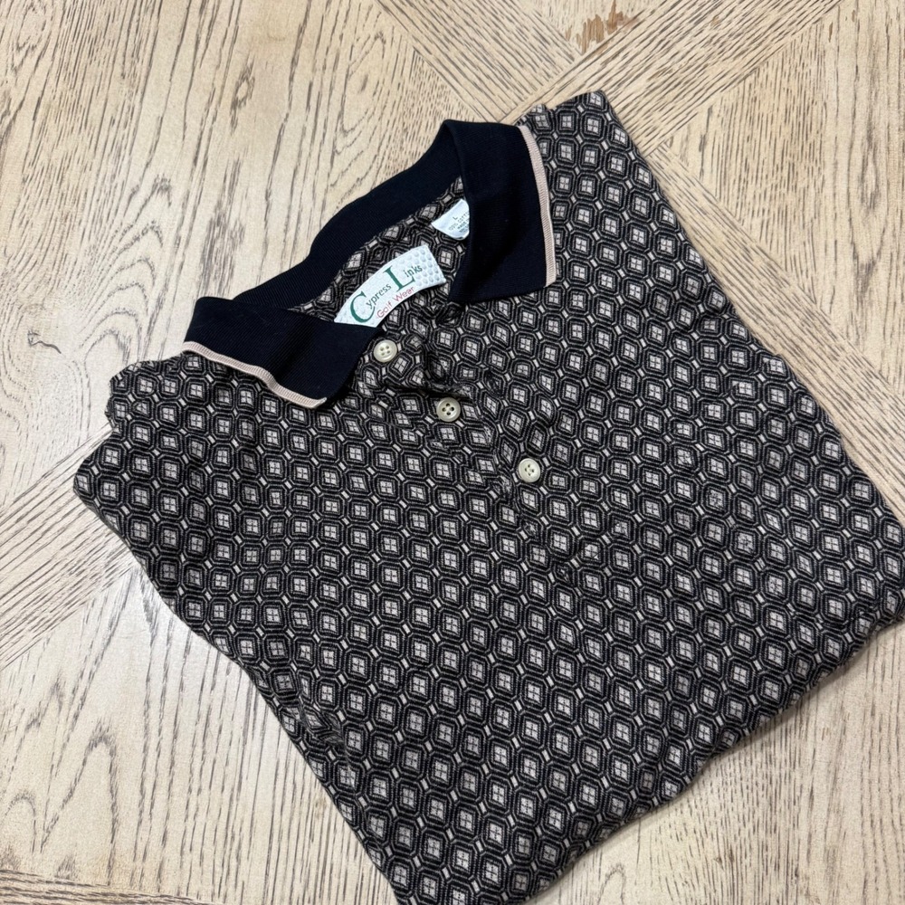 Cypress Links Golf Wear Men's Large‎ Geometric Pattern Short Sleeve Cotton Polo